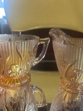 Jeannette Carnival Glass Creamer and Sugar Set